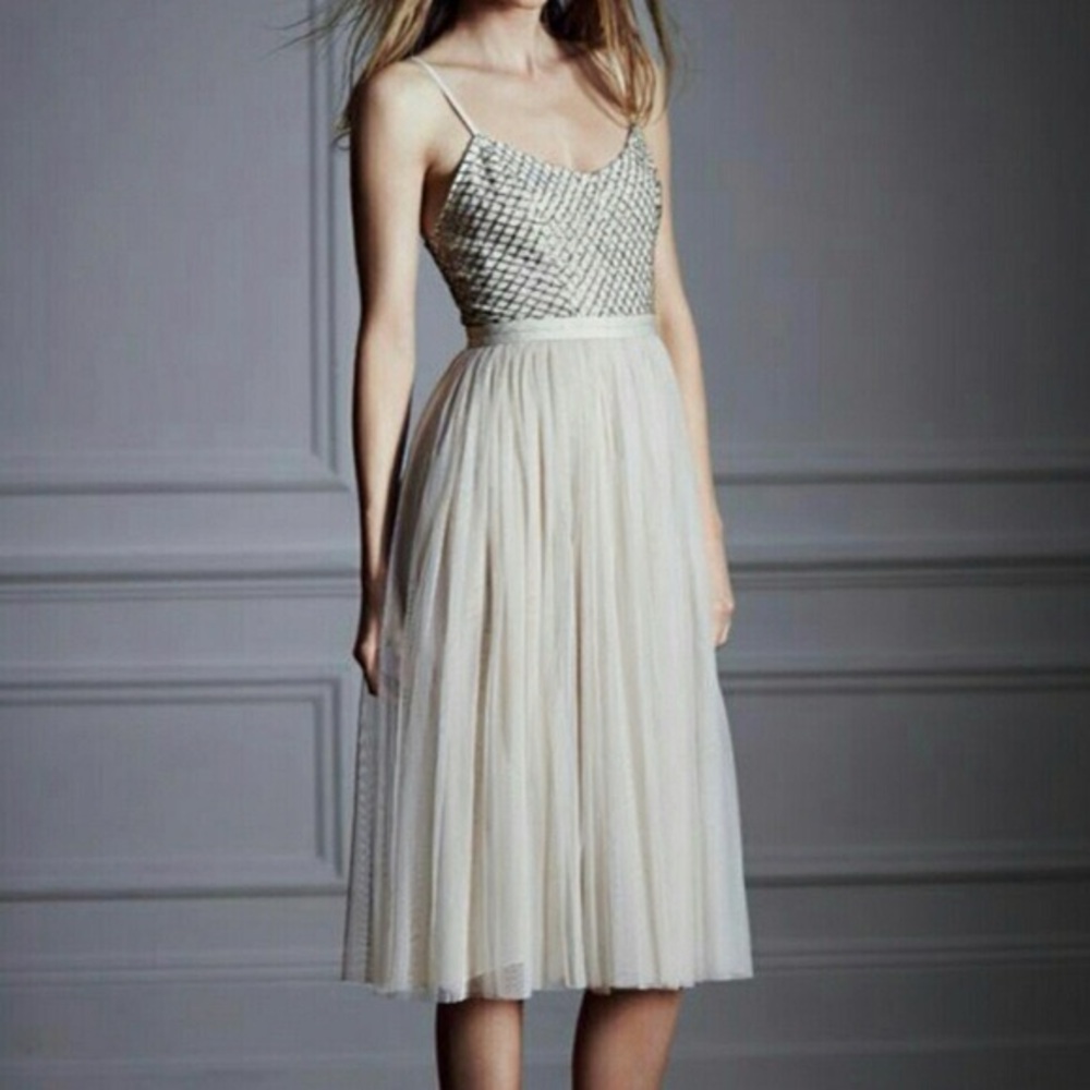 Elegant Needle & Thread Coppelia Ballet Midi Dress in Cream Color